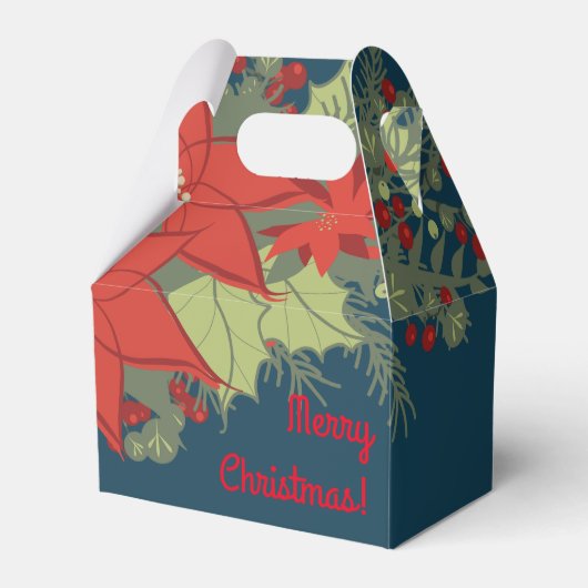 Poinsettia Christmas Swag, Gable Favor Box Geschenkschachtel (Vorderseite)