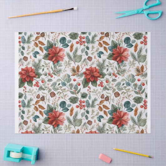 Poinsettia Christmas Tissue Paper Seidenpapier (Basteln)