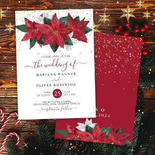 Poinsettia Christmas Watercolor Floral Wedding Einladung