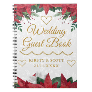 Poinsettia Christmas Winter Wedding Guest Book Notizblock
