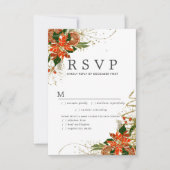Poinsettia Citrus Gold Christmas RSVP Card (Vorderseite)
