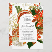 Poinsettia Citrus Gold Winter Brautparty Einladung (Vorne/Hinten)