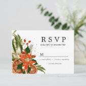 Poinsettia Citrus Gold Winter Wedding UAWG RSVP Karte (Stehend Vorderseite)