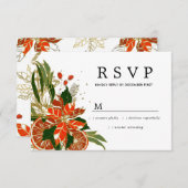 Poinsettia Citrus Gold Winter Wedding UAWG RSVP Karte (Vorne/Hinten)
