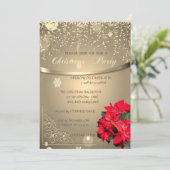 Poinsettia, Confetti Company Christmas Party Einladung (Stehend Vorderseite)