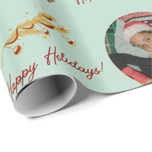 Poinsettia & Custom Foto Geschenkpapier (Rolleneckpunkt)