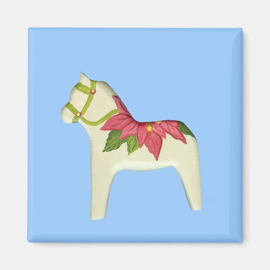 Poinsettia Dala Horse Magnet (Vorne)