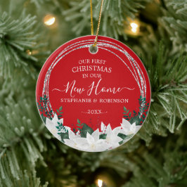 Poinsettia - das erste Weihnachtsfest in unserer n Keramik Ornament