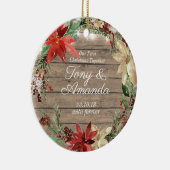 Poinsettia, die unser erstes Weihnachten zusammen Keramik Ornament (Rechts)