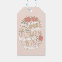 Poinsettia Einkäufe und Banner Geschenkanhänger