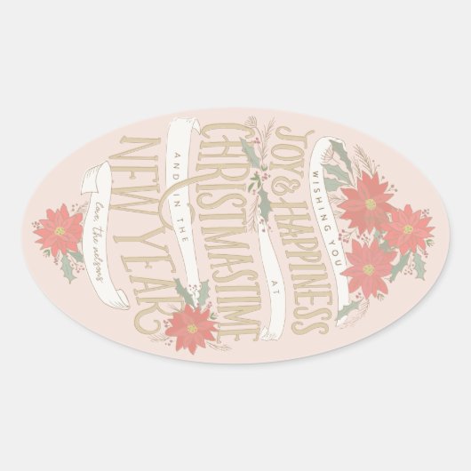 Poinsettia Einkäufe und Banner Ovaler Aufkleber (Vorderseite)