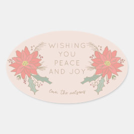 Poinsettia Einkäufe und Banner Ovaler Aufkleber