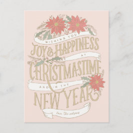 Poinsettia Einkäufe und Banner Postkarte