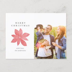Poinsettia Elegant Frohe Weihnachts-Foto Feiertagspostkarte