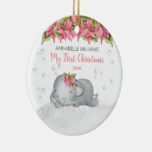 Poinsettia Elephant Baby's 1. Keramik Ornament (Rechts)