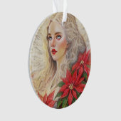 Poinsettia-Engel-Ornament Ornament (Vorderseite)