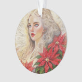 Poinsettia-Engel-Ornament Ornament (Vorderseite)