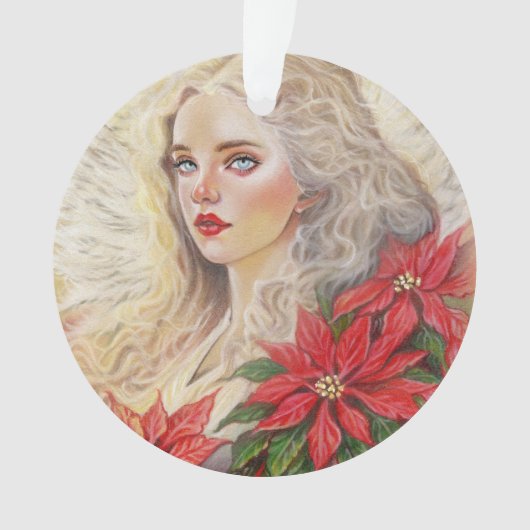 Poinsettia-Engel-Ornament Ornament (Vorderseite)