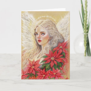 Poinsettia Engelkarte Feiertagskarte