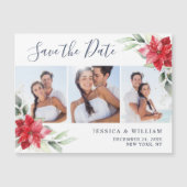 Poinsettia Eukalyptus Save the Date Magnetkarte (Vorderseite)