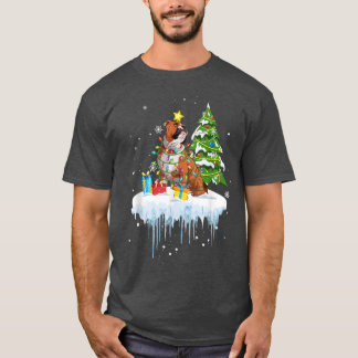 Poinsettia Fairy Lights Christmas Tree Bulldog T-Shirt