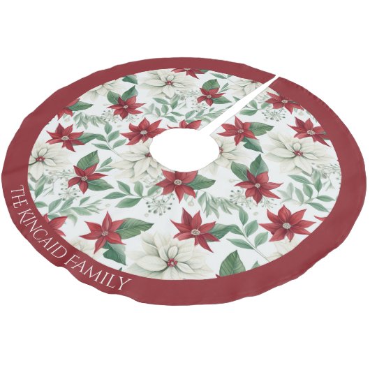 Poinsettia Familienname Weihnachtsbaumdekor Polyester Weihnachtsbaumdecke (Schrägansicht)