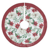 Poinsettia Familienname Weihnachtsbaumdekor Polyester Weihnachtsbaumdecke (Vorderseite)
