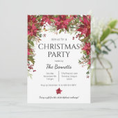 Poinsettia Feiertag Einladung (Stehend Vorderseite)