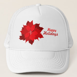 Poinsettia - Feiertage Weihnachten - Rot und Weiß Truckerkappe