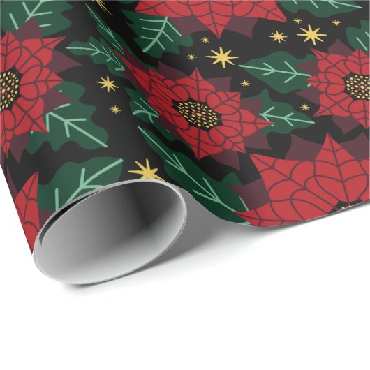 Poinsettia festes Wrapping Paper Geschenkpapier (Rolleneckpunkt)