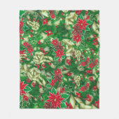Poinsettia Fir Blätter Ribbons Blumenweihnachtsfes Fleecedecke (Vorderseite)
