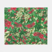 Poinsettia Fir Blätter Ribbons Blumenweihnachtsfes Fleecedecke (Vorderseite (Horizontal))