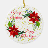 Poinsettia Floral Bouquet, frohe Weihnachten Keramik Ornament (Vorne)