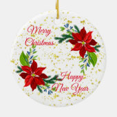 Poinsettia Floral Bouquet, frohe Weihnachten Keramik Ornament (Hinten)