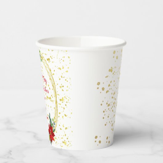 Poinsettia Floral Bouquet, frohe Weihnachten Pappbecher (Links)