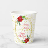 Poinsettia Floral Bouquet, frohe Weihnachten Pappbecher (Vorderseite)