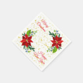 Poinsettia Floral Bouquet, frohe Weihnachten Serviette (Ecke)