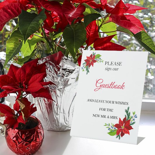 Poinsettia Floral Bouquet, Gästebuch Sockelschild