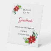 Poinsettia Floral Bouquet, Gästebuch Sockelschild (Vorderseite)