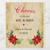 Poinsettia Floral Bouquet, Hochzeit Weinetikett (Einzelnes Label)