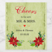 Poinsettia Floral Bouquet, Hochzeit Weinetikett (Einzelnes Label)