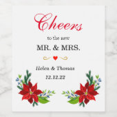 Poinsettia Floral Bouquet, Hochzeit Weinetikett (Einzelnes Label)