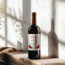 Poinsettia Floral Bouquet, Hochzeit Weinetikett