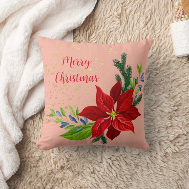 Poinsettia Floral Bouquet Kissen (Decke)
