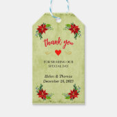 Poinsettia Floral Bouquet, Vintag Danke Geschenkanhänger (Vorderseite)