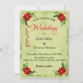 Poinsettia Floral Bouquet, Vintage Wedding Einladung (Vorderseite)