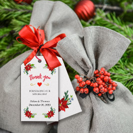 Poinsettia Floral Bouquet, Wedding Vielen Dank Geschenkanhänger