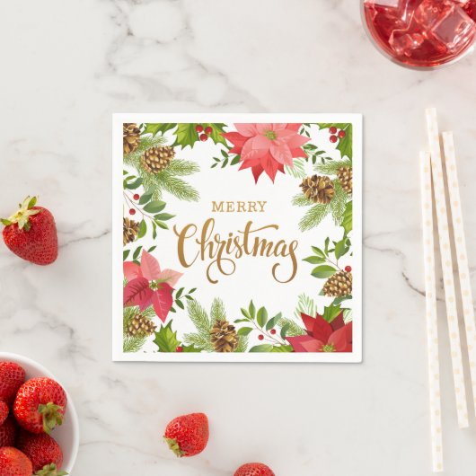Poinsettia Floral Christmas | Urlaub Serviette (Beispiel)