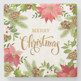 Poinsettia Floral Christmas | Urlaub Steinuntersetzer