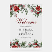 Poinsettia Floral Christmas Wedding Welcome Acrylschild (Vorderseite)